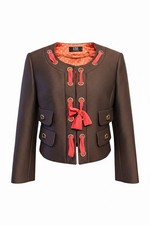 VDP Via Delle Perle Brown Blazer Polka Dot Li...