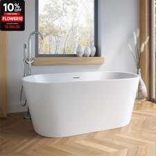 Image of Freestanding Double Ended Bath Luxury Acrylic Bathtub & Waste White 1500x720mm