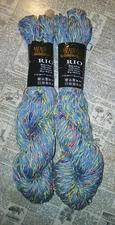 2 Cascade Rio Yarn Verigated  Blue Pink Yellow Cotton & Viscose Skeins NEW