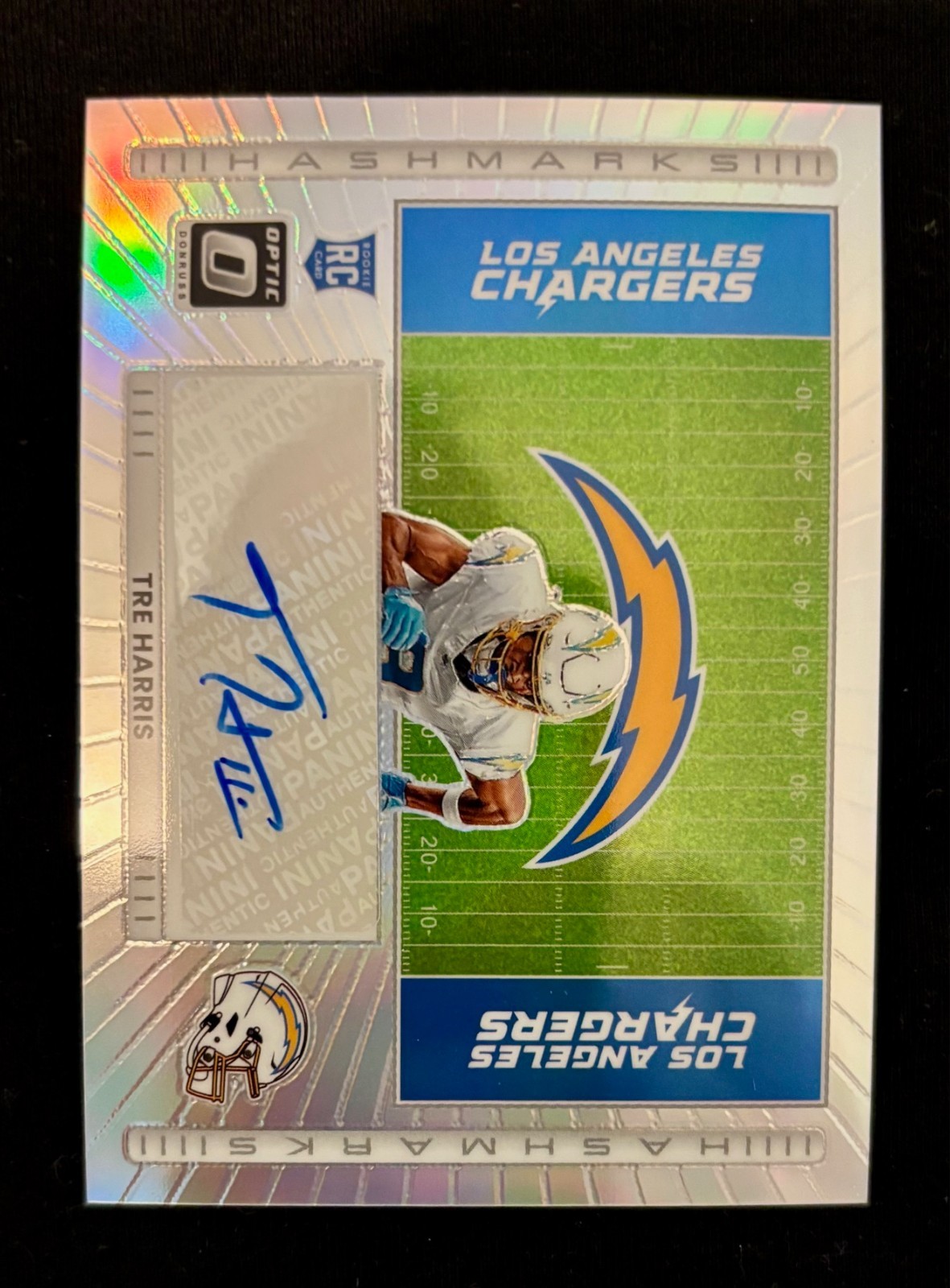 2025 Donruss Optic - Tre Harris Hashmarks Holo Prizm Auto No. HM-TH