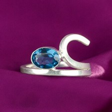 Natural London Blue Topaz Gemstone 925 Sterling Silver Handmade Ring All Size DJ