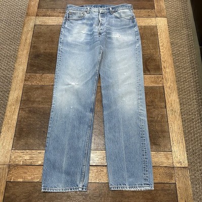 Levi's 501 VTG 90s Blue Jeans Whiskering Made USA Mens 34 x 33