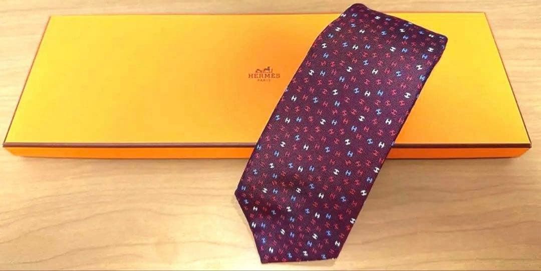 Good condition HERMES  H Pattern Tie - image 1