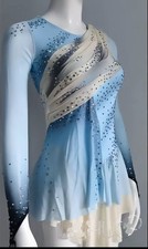 Ice skating dress Competition Figure Skating Twirling Costume blue dyeing