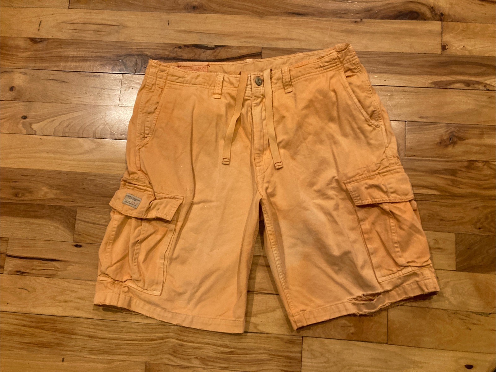 American Eagle Cargo Orange Drawstring Shorts Com… - image 1