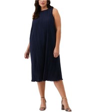 Ella Rafaella Womens Pleated Maxi Dress, Blue, Plus Size, 2X