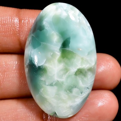 43.10 Ct Natural Light Green Hemimorphite Oval Cabochon Gemstone 22x36x6 mm Li01