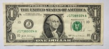 ERROR NOTE, $1 Bill, Upper Serial Number Is Darker, J17389324A