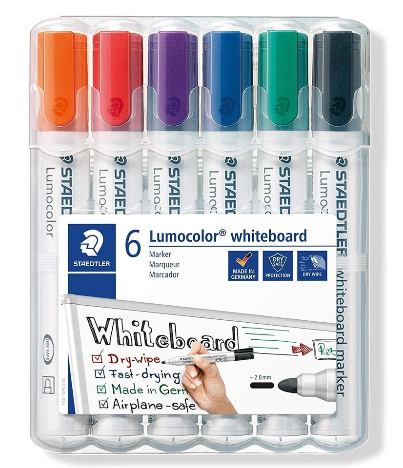 Lumocolor 351 WP6 Whiteboard-Marker, Rundspitze ca. 2 mm Linienbreite, Set mi... - Bild 2 von 4