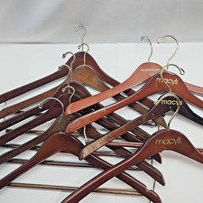 10 Vintage Dark Wood Suit Pants Coat Hangers, 3 Macy's  1 Polo Ralph Lauren