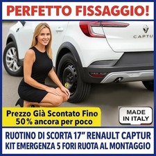 Ruotino Di Scorta 17" Renault Captur Kit Emergenza 5 Fori Ruota Pronta All'Uso