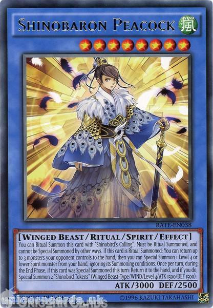 RATE-EN038 Shinobaron Peacock Rare 1st Edition Mint YuGiOh Card