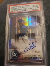 2022 Bowman Heritage Chrome Auto Refractor 29/99 Jackson Chourio  PSA10  