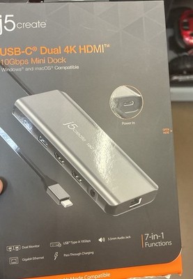 j5create USB-C Dual 4k HDMI 10gbps Mini Dock (JCD398)