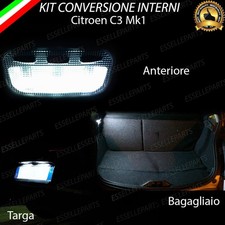 KIT LED INTERNI CITROEN C3 MK1 PLAFONIERA ANTERIORI + BAGAGLIAIO + LED TARGA