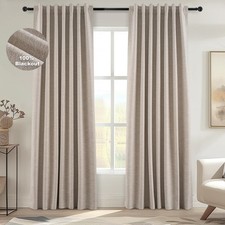New Topfinel Boho Farmhouse Black Out Linen Curtains 84 Inch Length 2 Panels Set