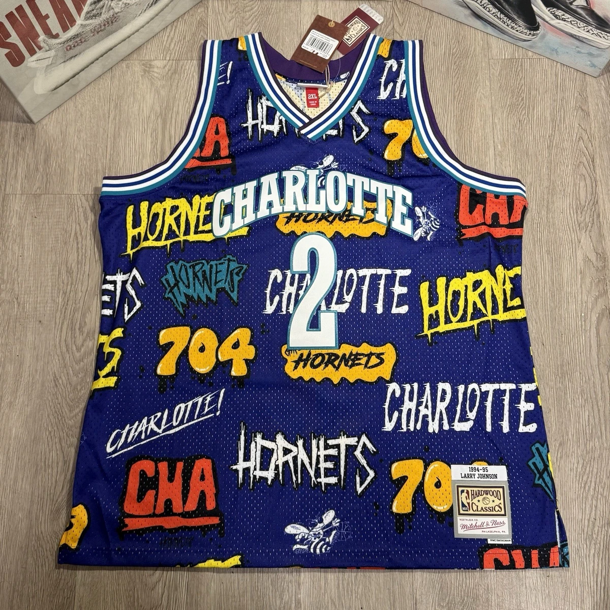 Larry Johnson Charlotte Hornets Mitchell & Ness Slap Sticker