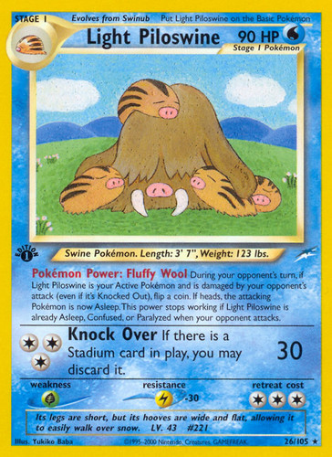 Light Piloswine 26/105 Rare Neo Destiny Pokemon 1st Edition Near Mint