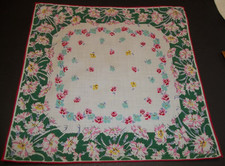 Vintage Okrągła Przegrzebkowa Krawędź Damska Chusteczka Hanky Gladiolas