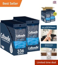 Adult Wet Wipes Biodegradable Flushable 24-Pack 336 Wipes for On-The-Go Use