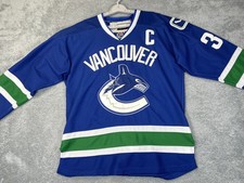 Vancouver Canucks Jersey Mens 50 NHL Hockey Reebok Sedin 33 Captain Fight Strap