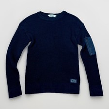 H M Boys Sweater 10-12 Black Waffle Knit Crew Neck Pullover Casual Top Kids EX