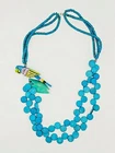 Vintage Blue Parrot Bird Coconut Bead Necklace 27 in Estate Costume Jewelry