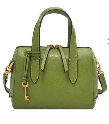 FOSSIL レア緑色 サッチェルレザーバッグ ２WAY ビンテージ 鍵柄内装 Fossil Sydney Mini Satchel Crossbody Handbag 