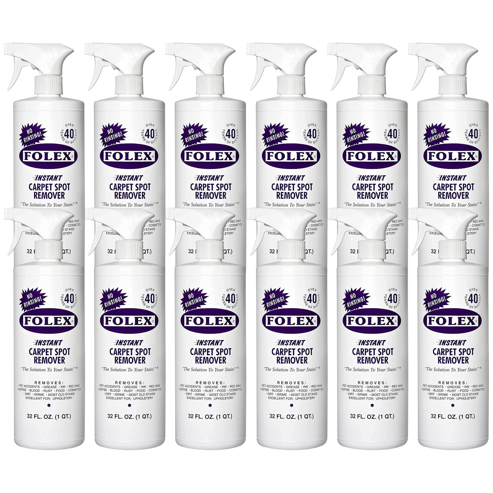 12 упаковок пятновыводителя для ковров Folex Instant 32 унции - Удаляет следы от домашних животных жир 18690₽