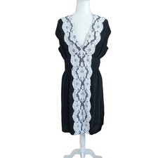 Marc Jacobs Black Cocktail Dress Lace Trim Goth Coquette Designer Made in USA 10