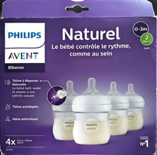 Philips Avent Natural Baby Bottles 4oz 4-Pack Slow Flow 0-3M BPA-Free Plastic