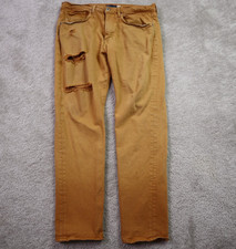 Levis 502 Jeans Mens 34x32 Taper Made Crafted Distressed Tan