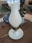 Hobnail Milk Glass 12" Lamp Hurricane Electric Parlor Table Lamp Vintage