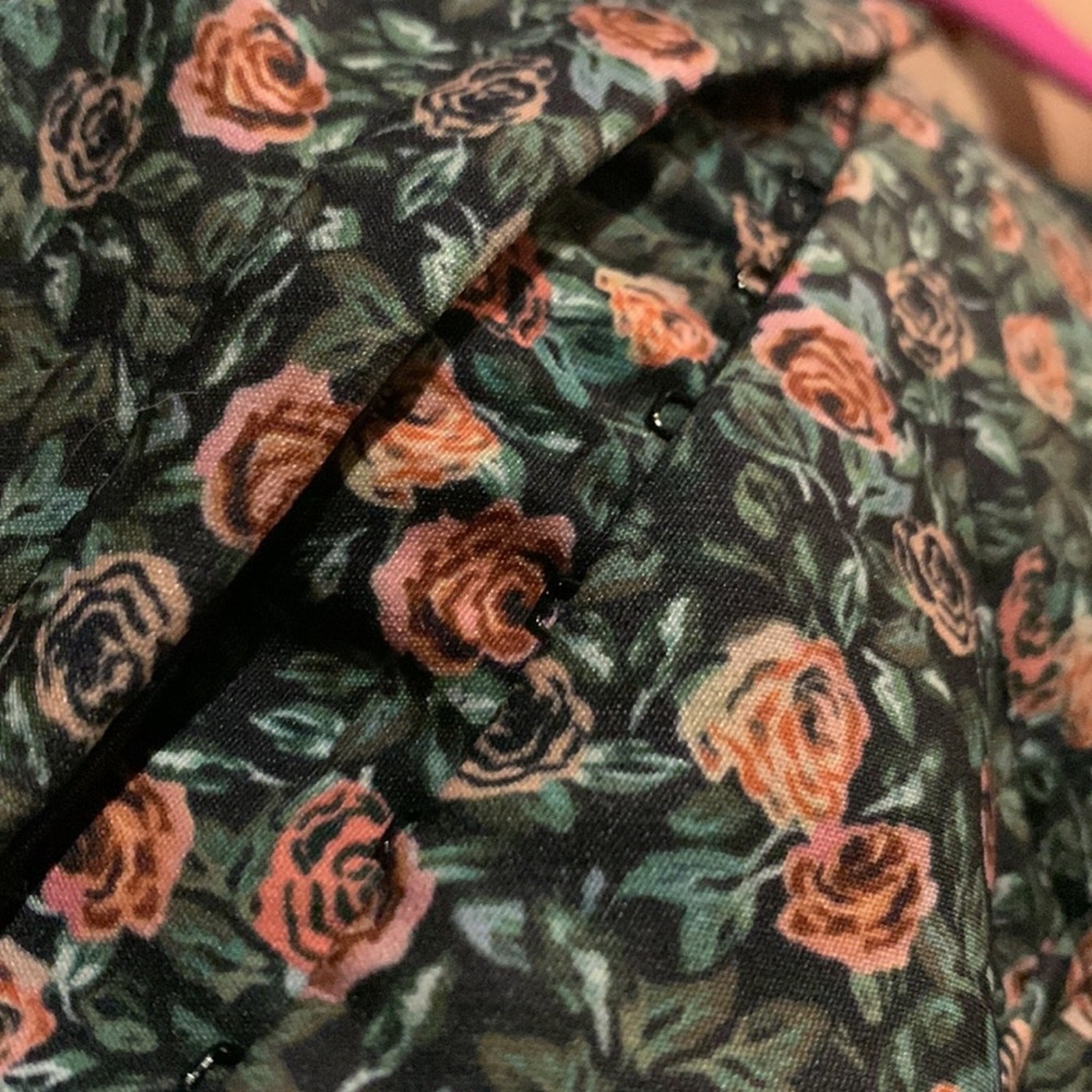 Zara Black and Coral Pink Green Floral Corset Bustier Crop Top Size Small thumbnail 7