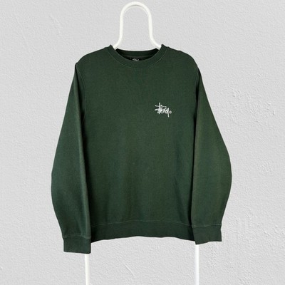 Stussy grünes Sweatshirt gesticktes Logo Pullover hergestellt in den USA Herren Größe Small