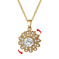 Spinning Flower Fidget Necklace for Women Dainty Rotatable Blossom Pendant