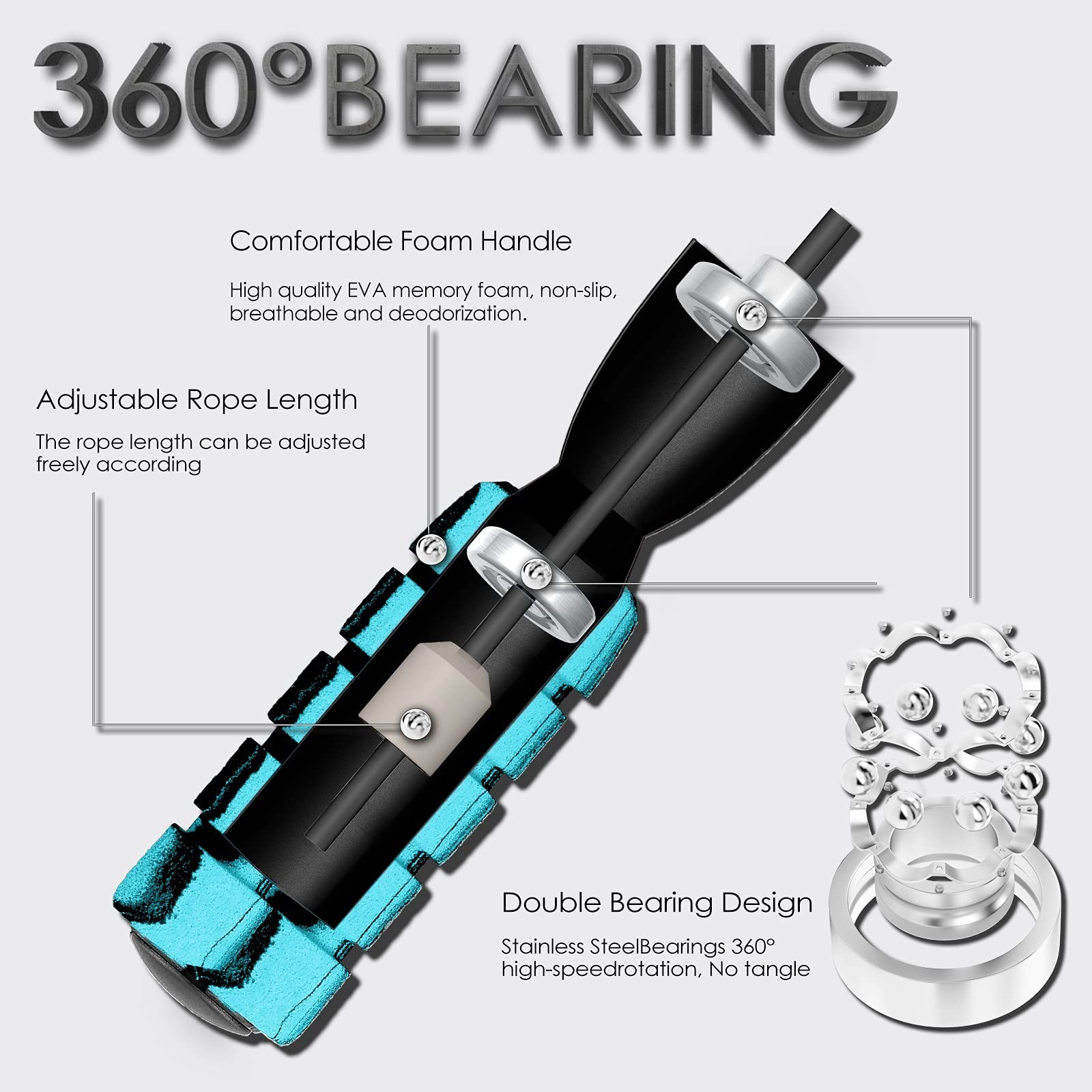 Weighted Jump Rope for Fitness Adjustable Ropeless Bod Rope High Speed Skippi...