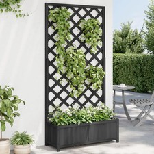 Wooden Planter with Trellis 90x35x180cm Black Solid Fir Wood Tall Patio Planter