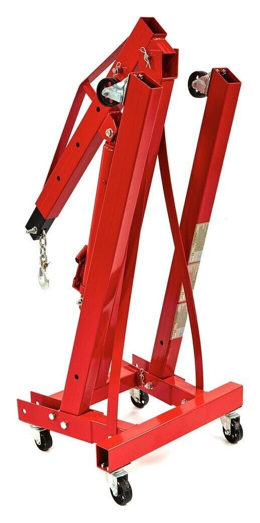 Grúa Plegable Taller 0.5T A 2T - Elevador Hidráulico 2000kg, 6 Ruedas, 210cm Altura Máxima