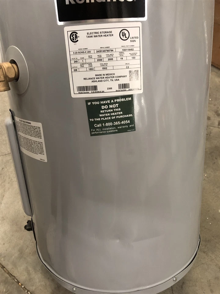 Calentador de agua eléctrico Reliance 4299533 19 gal 2000 Foto 2 de 4