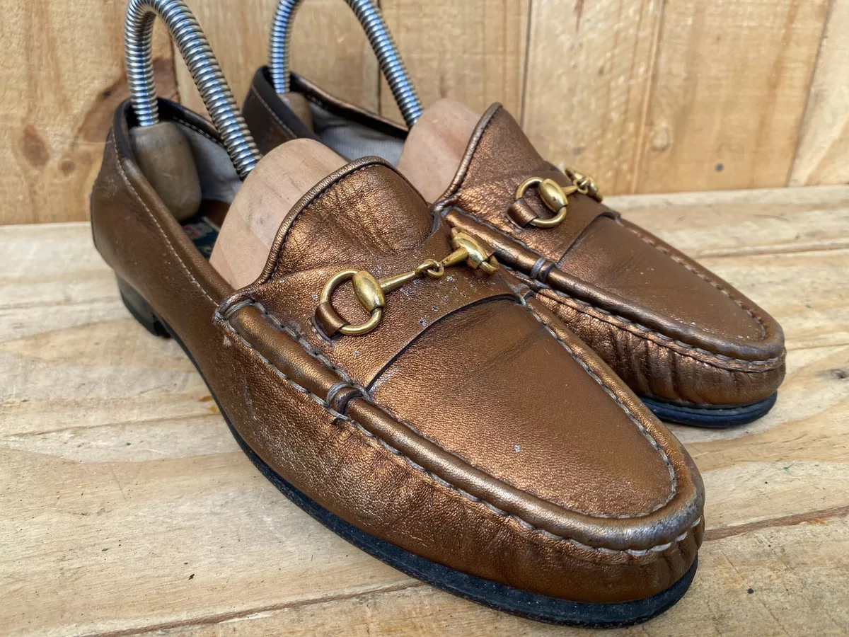 GUCCI 1953 Women s Horsebit Loafers Shoes Gold Brown Sz EUR 35