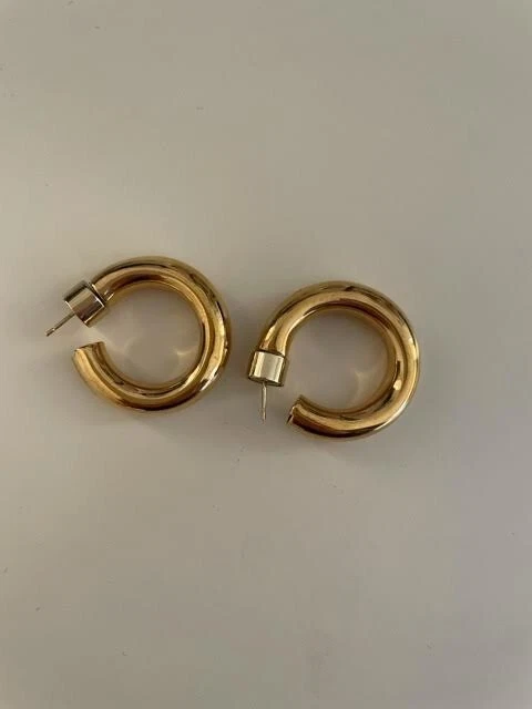 JENNIFER FISHER Gold Hoop Earrings Samira Huggies Medium Size - Image 2 of 3