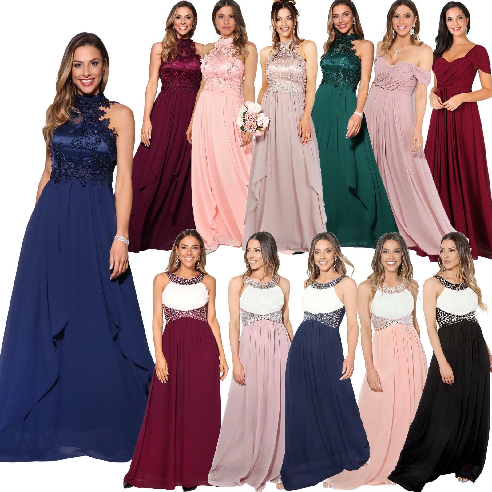 Vestido Fiesta Largo Encaje Elástico Barato Vuelo Ceremonia Noche Boda | eBay