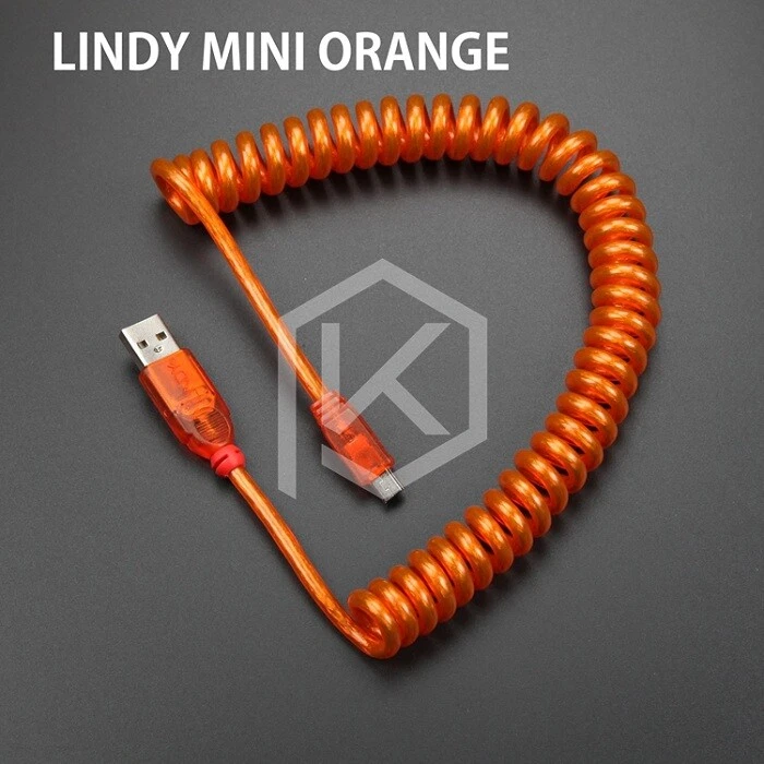 Coiled Mechanical Keyboard Cable with Mini USB for Poker 2 and Micro PCs