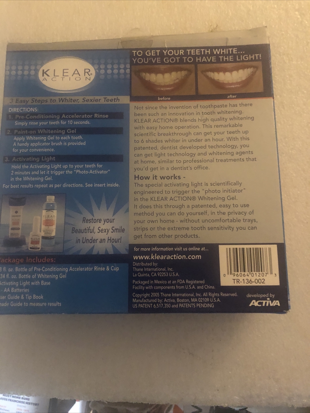 Klear Action ORIGINAL WHITENING LIGHT TOOTH WHITENING SYSTEM NEW | eBay