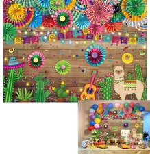 Mexican Fiesta Wood Carnival Backdrop Flower Wooden Colorful Flag Background