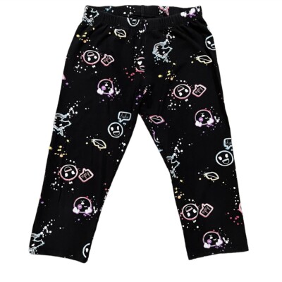 SO Perfect Girls 12 Capri Legging Black Neon Unicorn Puppy Emoji