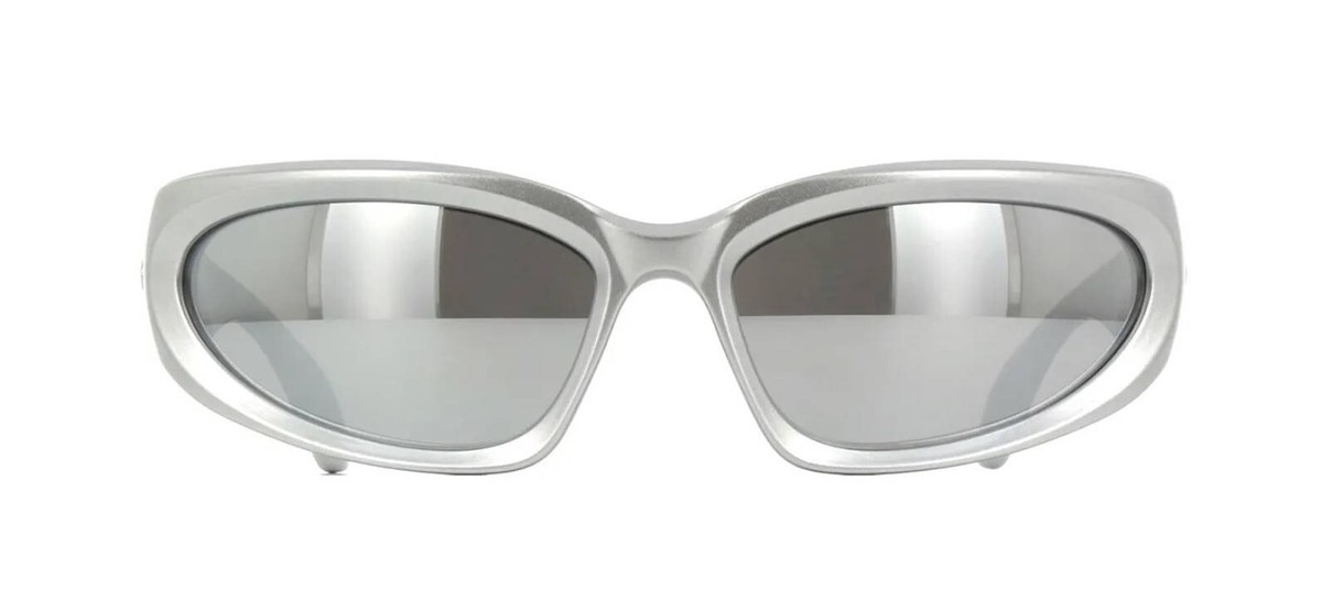 Balenciaga Women\'s Silver Metal Oval Sunglasses with Clear Accents Balenciaga - Oval-Frame Silver-Tone Metal Sunglasses  main image 2