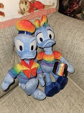 Disney Rainbow Pride Donald and Daisy Duck Plush Toys 11" - LBGTQ - Set of 2