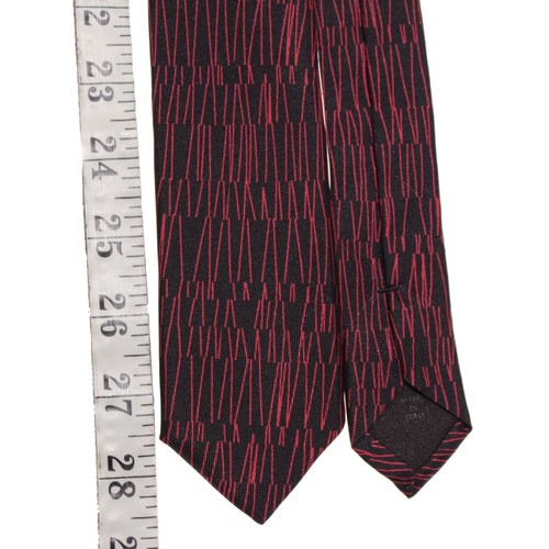 Paolo Albizzati NWT Neck Tie in Black with Red Abstract Lines 100% Silk - Picture 5 of 10